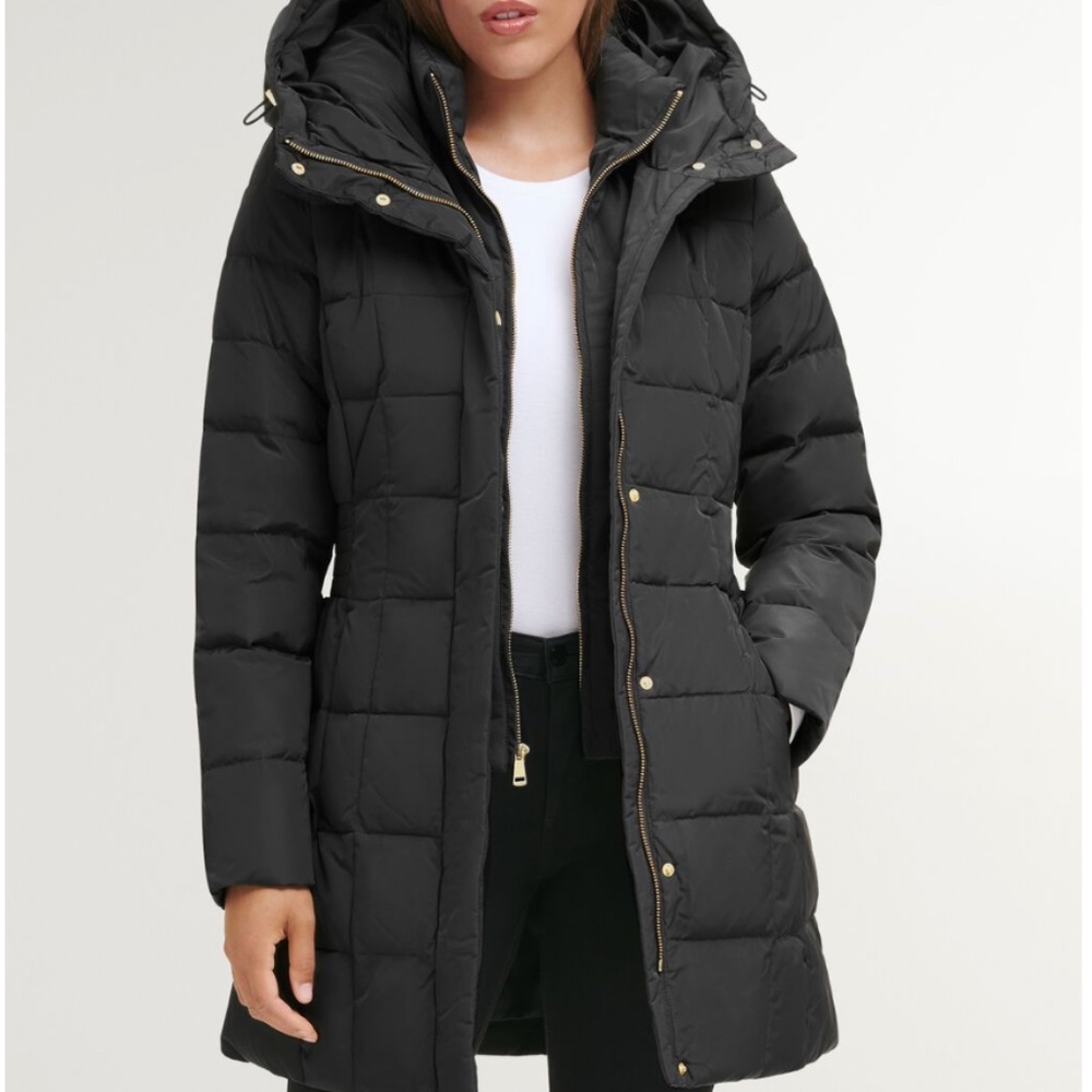 Women's 32" Signature Hooded Taffeta Down Coat Cole Haan Signature sz S